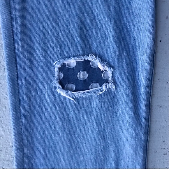 J BRAND Button Fly Ripped Polka Dot Distrusted Frayed Raw Hem Cropped Jeans - Picture 7 of 9